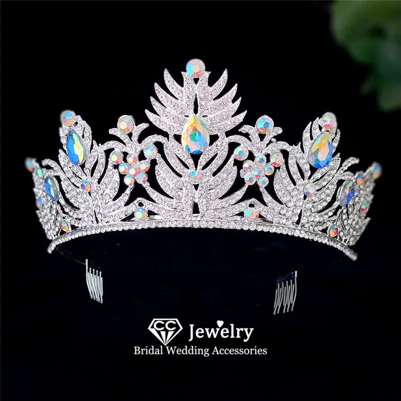 

CC Queen Crown Wedding Accessories Bridal Haedbands Engagement Hair Ornaments Women Headdress Leaf Shape Pageant Coronets YQ279