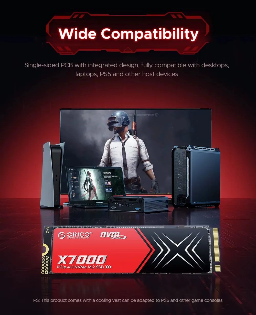 ORICO 1TB 2TB NVMe SSD PCIe 4,0 hasta 7450MB/s M.2 NVMe SSD 2280 PCIe 4,0 SSD accesorios de almacenamiento de unidad de estado sólido para portátiles