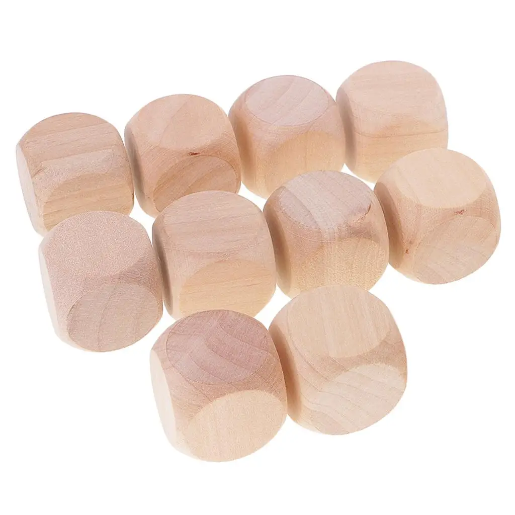 3cm Blank Wooden Dice Six Sided Educational Building Blocks Game Accessories for Tabletop Role Play Party