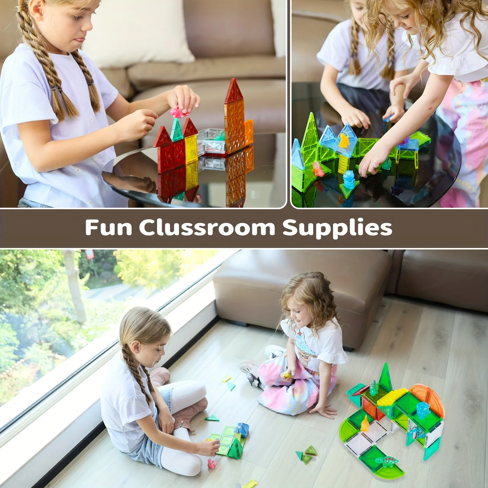 장난감 자석 타일 - 어린이용 자석 블록 장난감 STEM 감각 발달 야외 놀이용 장난감 3세 이상 남아 및 여아용, 공룡 모양