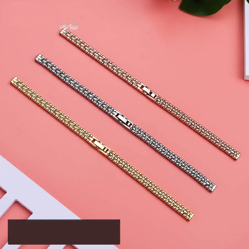 6mm 8mm 10mm 12mm 14mm 16mm Bright Women Small Size strap Universal Stainless Steel fashion Ladies watchband rose gold Bracelet