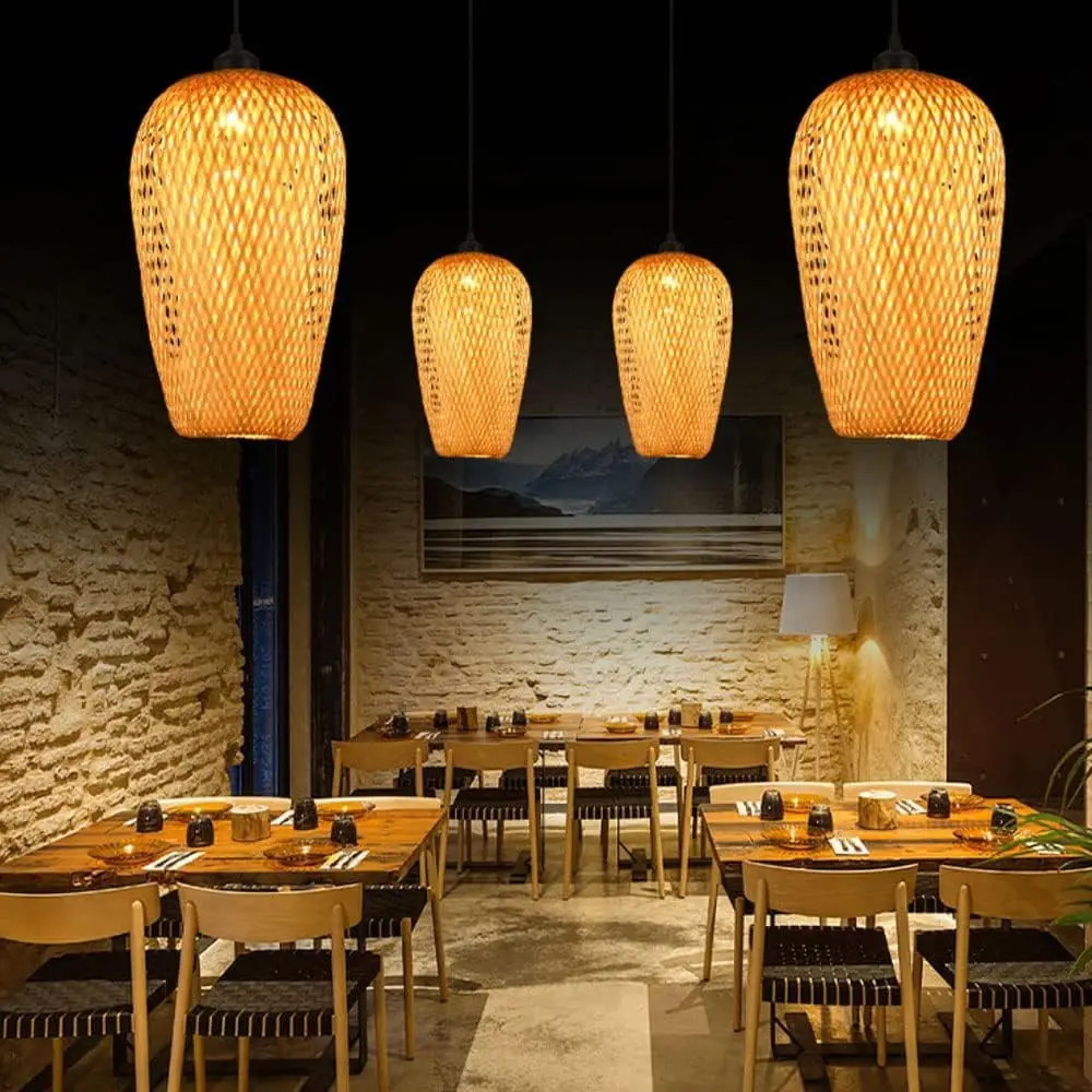 

JOYINLED бамбуковые люстры в японском стиле, потолочная люстра ручной работы с абажуром из ротанга, плетеный подвесной светильник для дома