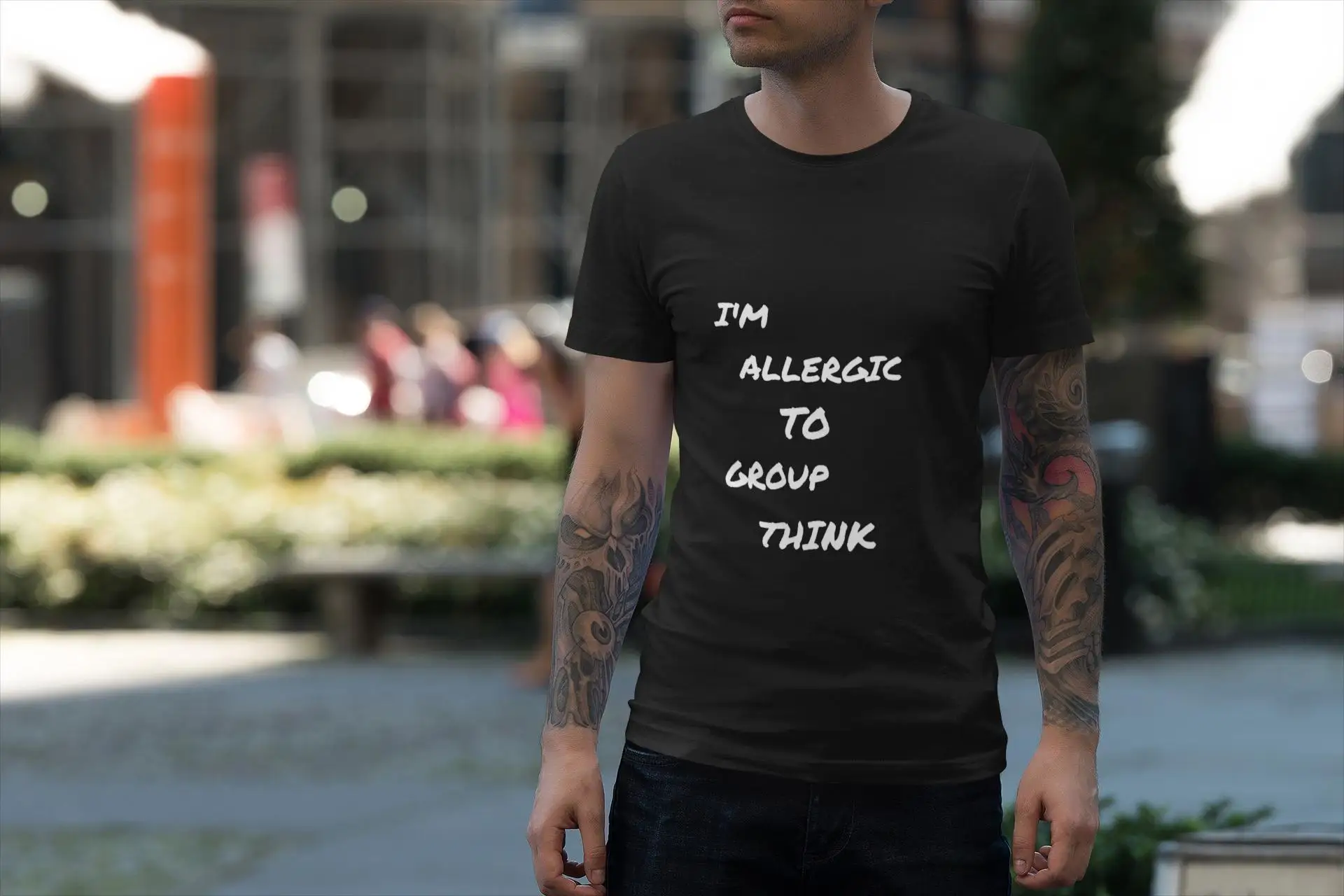 I'm Allergic To Group Think, Unisex Tee Funny Graphic Tee, Anti-Groupthink Shirt, Statement Tee Protest Shirt Comfortable Casual