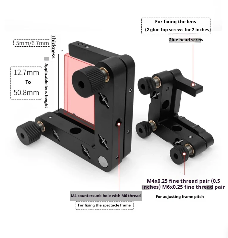 Two-axis Three-axis Aluminum Rectangular Optical Mount 0.5 1 Inch Square Adjustment Holder Left Right Handed
