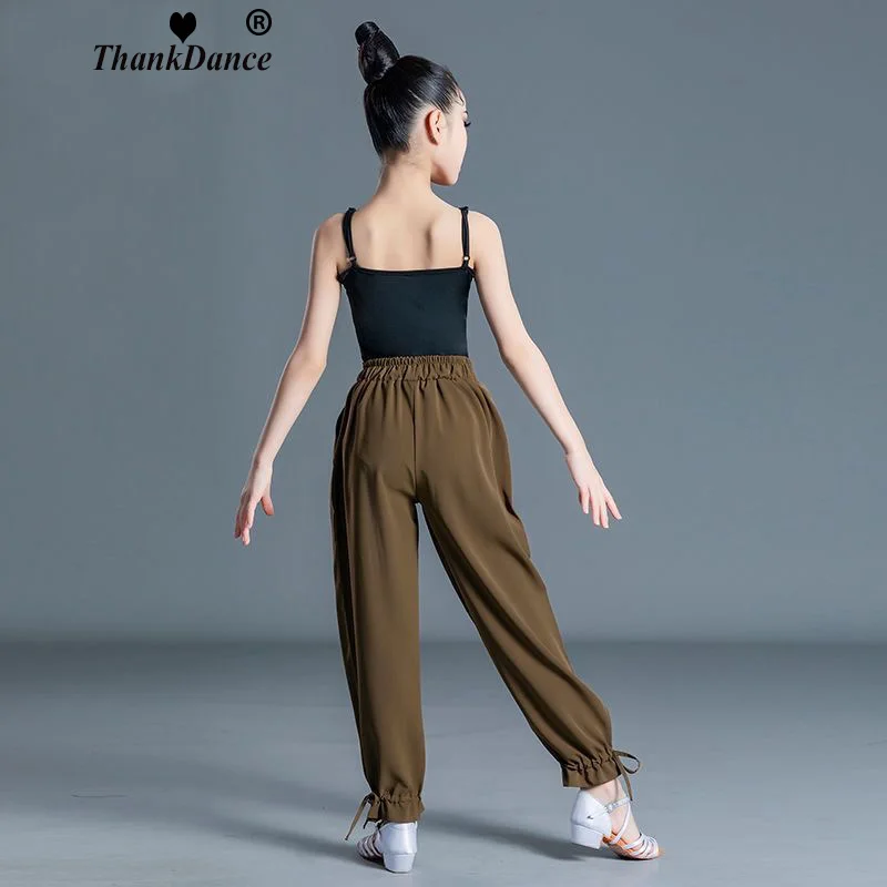 여아 라틴 댄스 의상 볼룸 댄스웨어 표준 살사 팬츠 수트 어린이 댄스 대회용