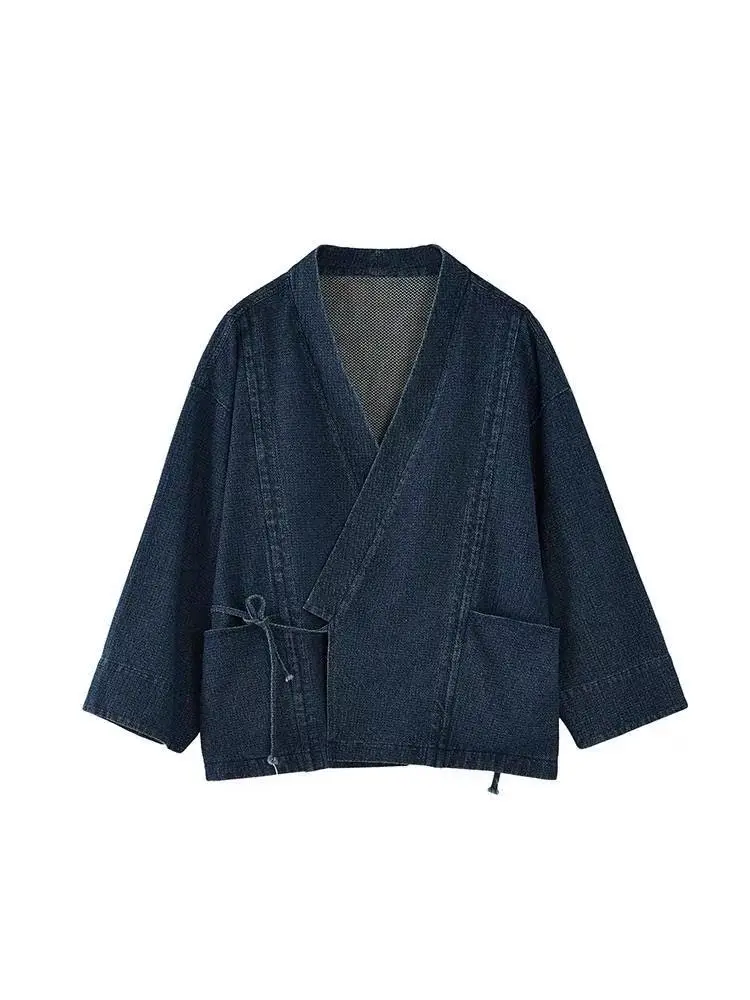 Vintage Japanese Style Denim Coat Men Women Unisex Oversized Daily Spring Autumn Trendy Jeans Jacket Long Sleeve Cardigan view 6