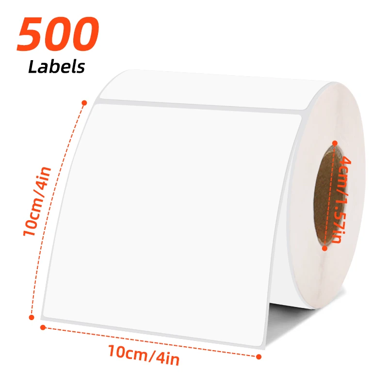 ورق حراري ذاتي اللصق 4*6 بوصة لفة فارغة لطباعة الملصقات، متوفر بأحجام متعددة: 100 × 100 مم - 500 ورقة، 100 × 1