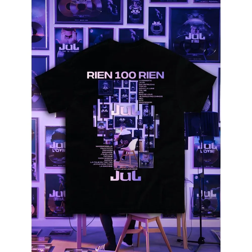 Summer Cotton T-shirt France Rapper Jul Nothing Oversized Men Women Short Sleeves Y2k Top Clothing Casual Loose Unisex T-shirt