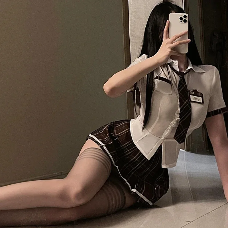 2025 New Sexy Schoolgirl Cosplay Lingerie for Women Costumes Students Uniform Roleplay Pleated Mini Skirt Sexy Naughty Clot ★ ★