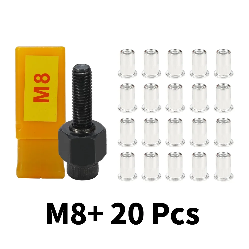 21pcs Hand Rivet Nut Gun Stainless Nuts Set Riveter Tool M3 M4 M5 M6 M8 M10 For Rivet Nut Gun Riveting Riveter Tool