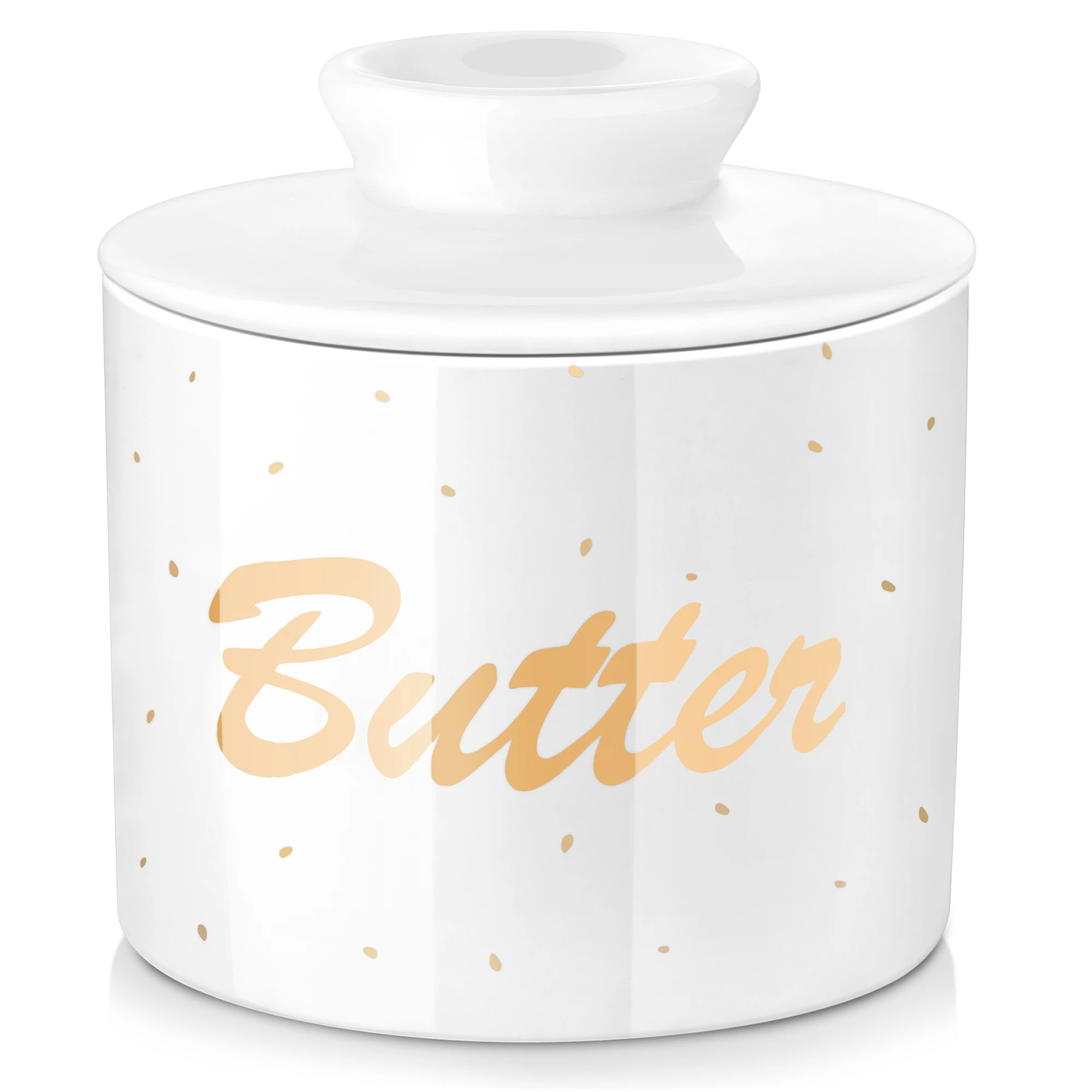 LOVECASA,Butter Keeper Crock - Porcelain French Butter Dish with Lid, Ceramic Butter Crock Keeper for Soft Butter