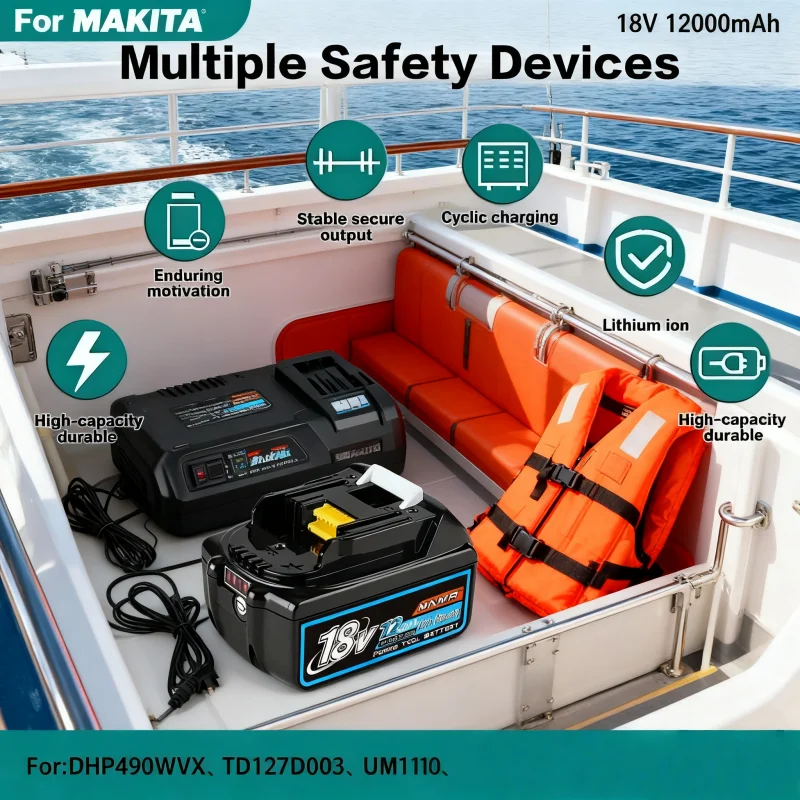 12.0Ah 18V Genuin Cycling charging Lithium-Ion for MAKITA Electric tool for DHP490WVX、TD127D003、UM110、UM110D002 & More