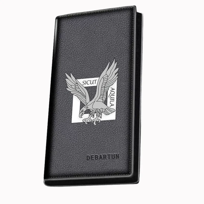Eagle wings spread Latin words shape Men's Long Wallets Business Stylish Printing Design Casual Use Christmas Valentine's Father