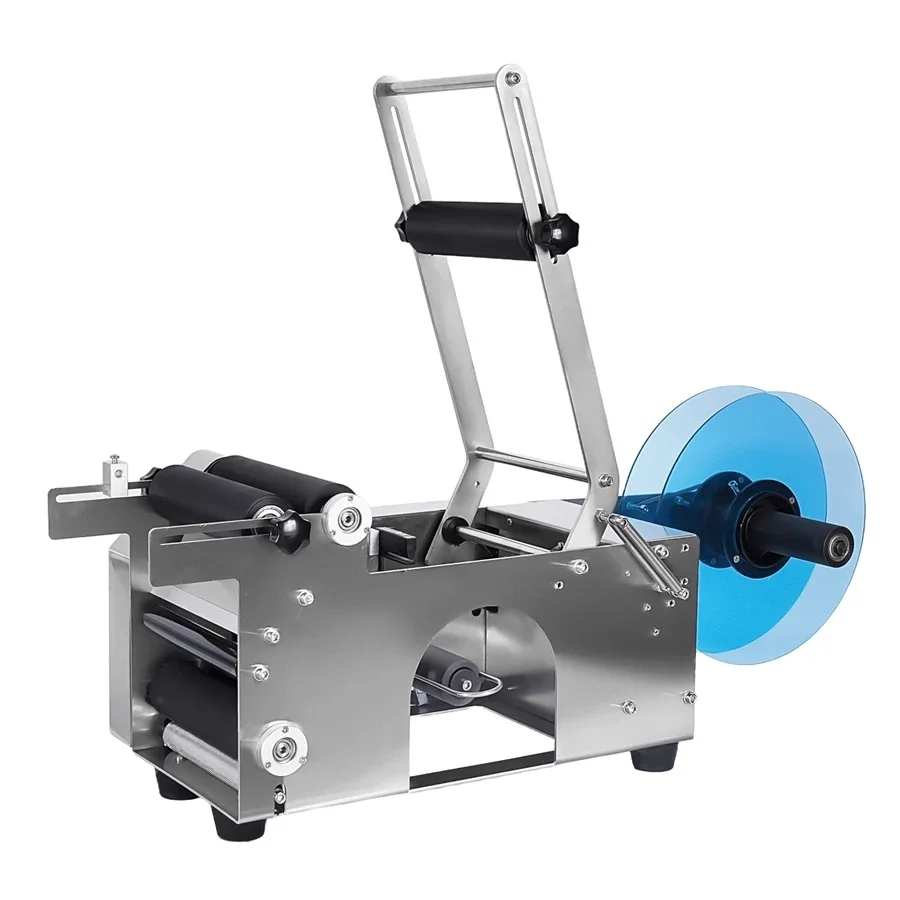 Semi-automatic round bottle labeling machine self-adhesive roll label date  stainless steel Packaging bottle labeling coding