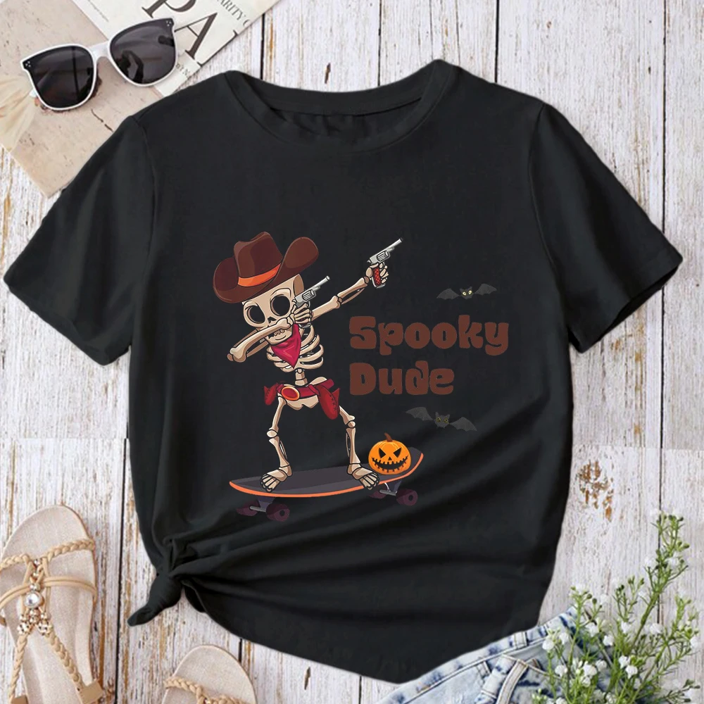 Kawaii tee Tops Halloween Fall Casual T Shirt Clothes Pumpkin Cute Trend 90s Women Costume colored flower Print Graphic T Shirts