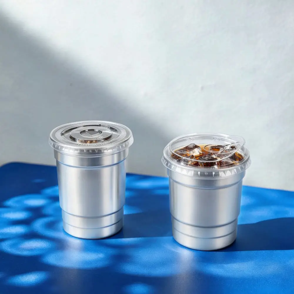 Minimalist Brushed Aluminum Coffee Mug Thickened Metal Drinkware Cold Beverage Container For Party Picnic Camping