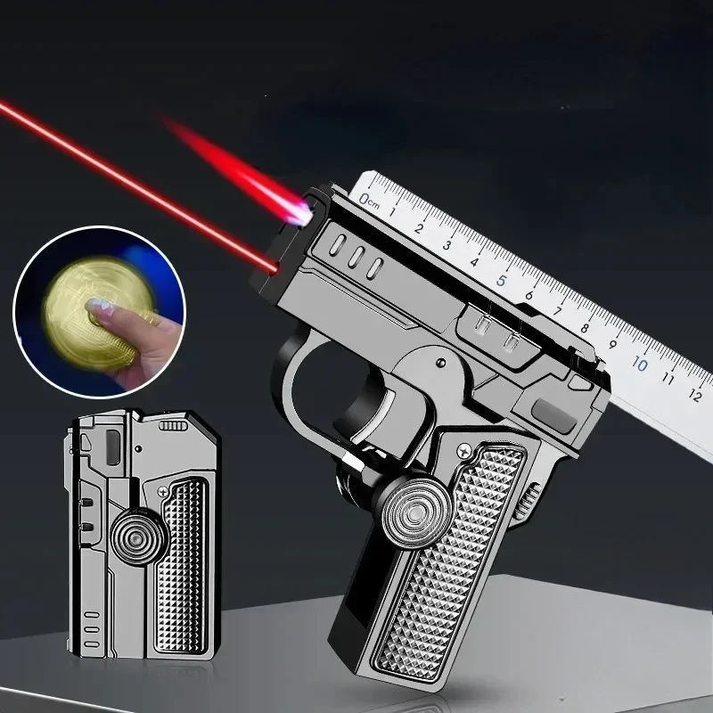 

Многофункциональная складная зажигалка в форме гироскопического пистолета двойной формы с креативной деформацией и ветрозащитным красным пламенным дымом