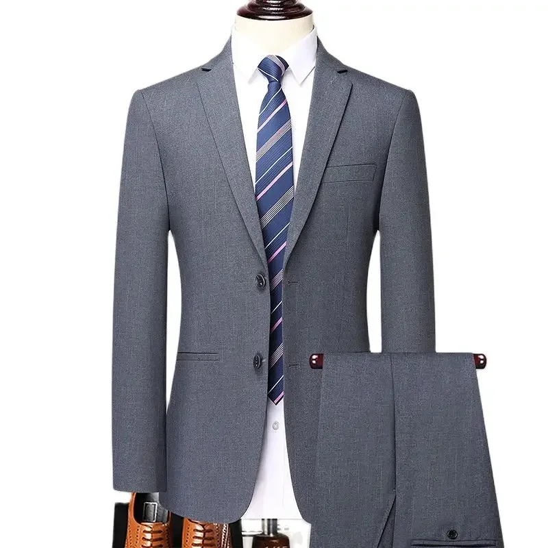 Icool Men's Handsome Casual Business Formal Suit Set Two Piece Groom Wedding Wear