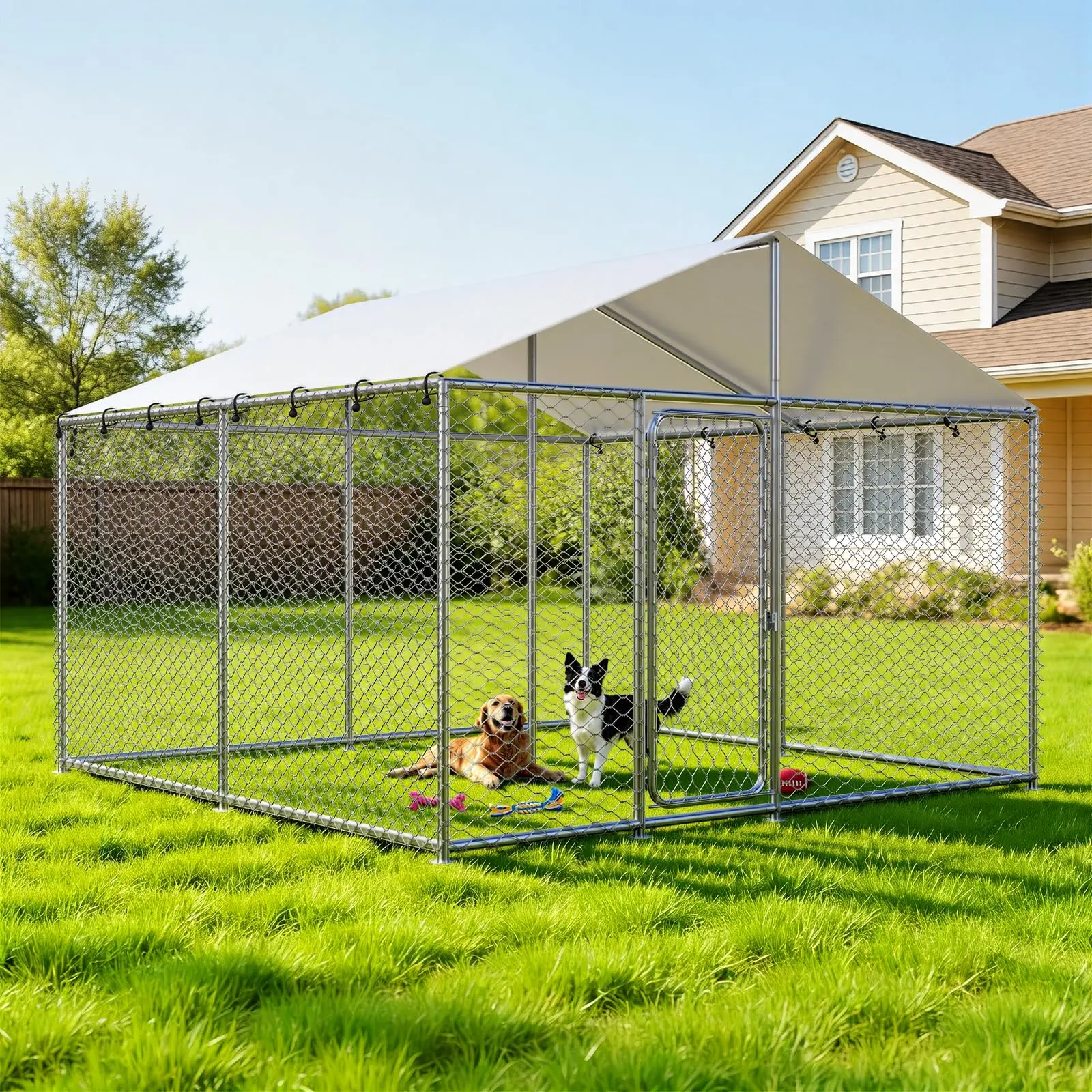 10x10 FT Dog Kennel Outdoor,Dog Run,Dog Enclosure with Roof