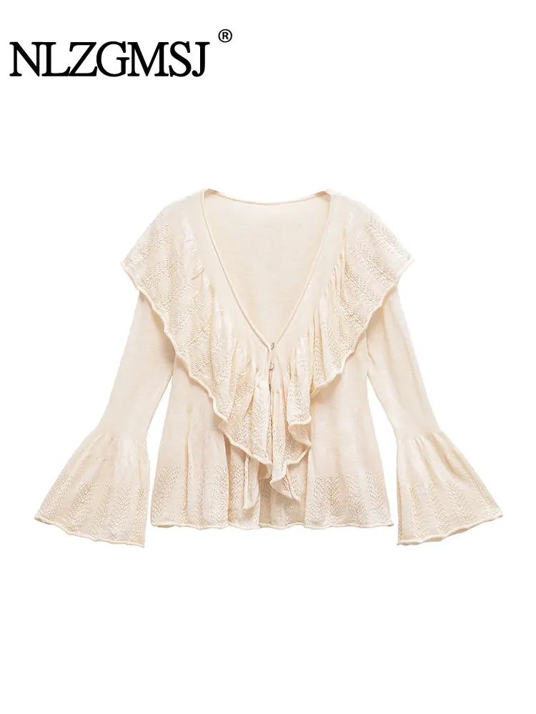 

2023 женские весенние короткие многоярусные топы, элегантные укороченные вязаные пуловеры Y2k, модные повседневные элегантные трикотажные изделия с длинными рукавами