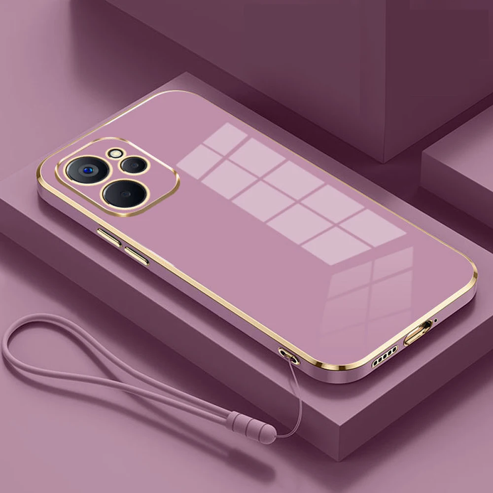 For Infinix Hot 40i Case Infinix Hot 40 Phone Case Infinix Hot 40 Play Smart 8 Cover Luxury Square Plating Shockproof Back Cover