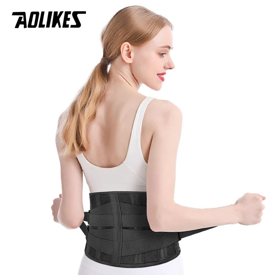 AOLIKES Lower Back Brace with 6 Stays Anti-skid Orthopedic lumbar Support Breathable Waist Support Belt for Gym Pain Relief