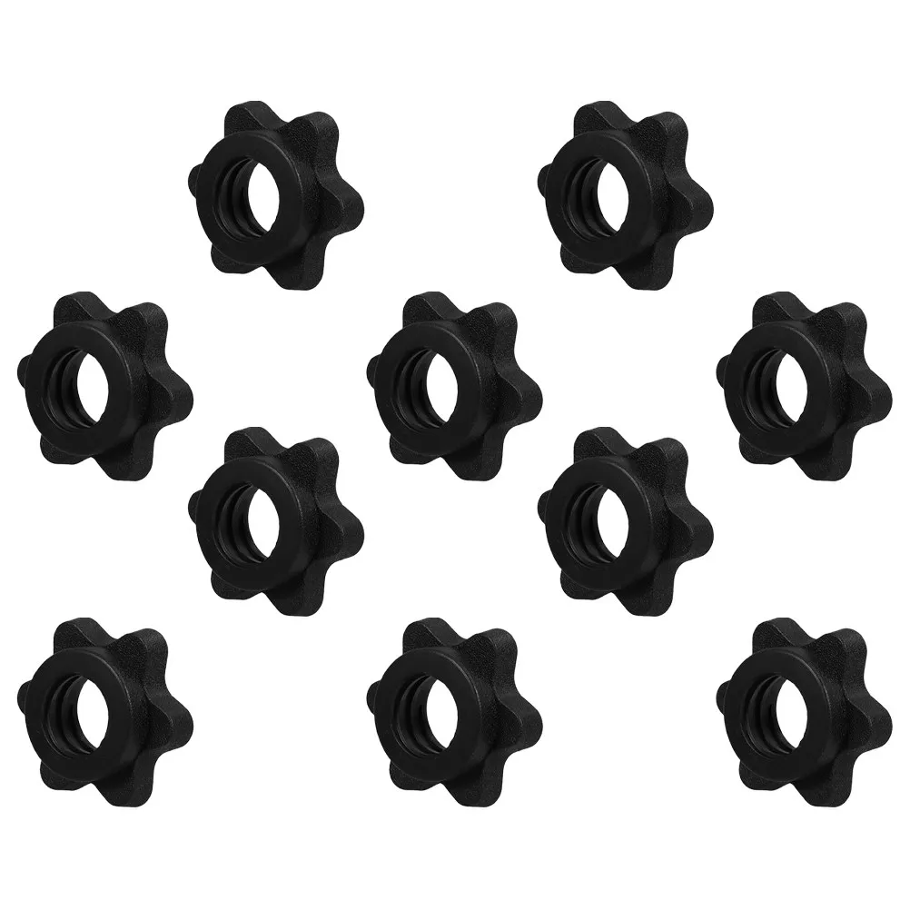 10Pcs Dumbbell Rod Nuts Hex Nut Collars Barbell Locks Weight Clips for Threaded Bars Home Gym Safety Stability Workout
