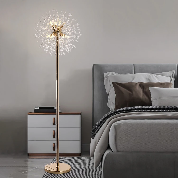

Dandelion Living Room Floor Lamp LED Three Color Dimming Eye protection Bedroom Study Crystal Decorative Floor Lamp