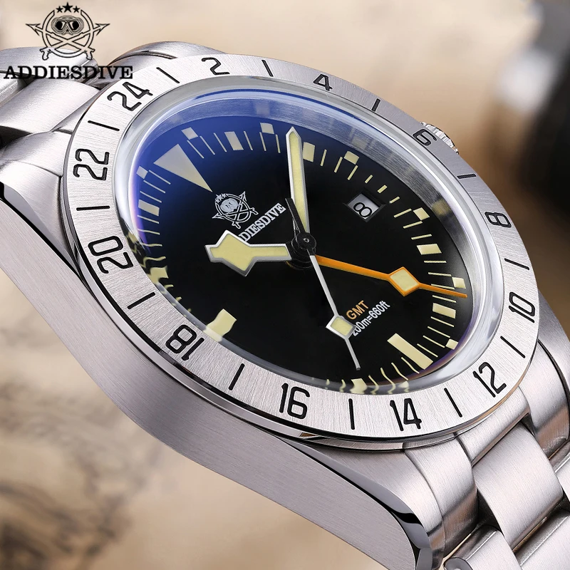 

ADDIESDIVE Quartz GMT Watch 200m Diving Men's Watch Super Luminous Luxury 316L Stainless Steel Leisure Business Wristwatch