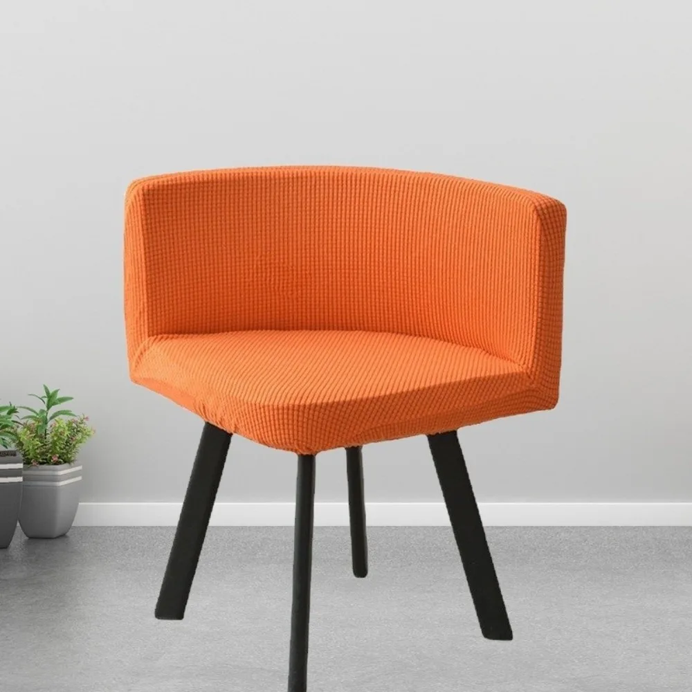 Solid Color Triangle Chair Cover Elastic Polar Fleece Dining Chair Cover Washable Curved Back Seat Slipcover