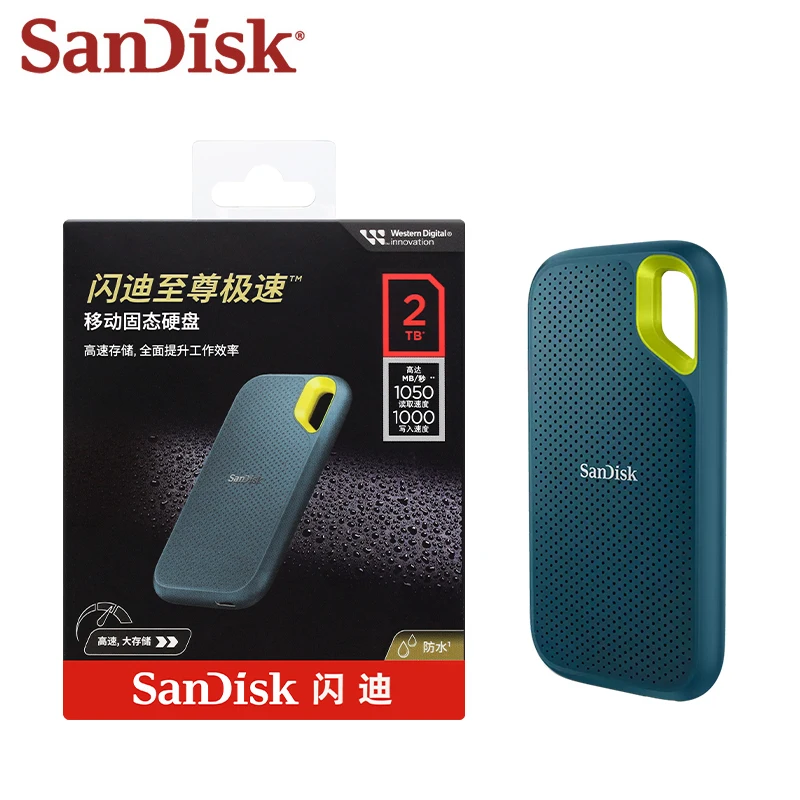 Sandisk Portable Ssd E61 Extreme 500Gb 1Tb 2Tb Externe Harde Schijf Usb 3.2 Gen2 Type-C 1050 Mb/s Solid State Disk Voor Laptop Pc