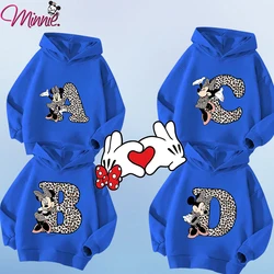 New Children Minnie hoodie Letter A-Z Name Combination Disney Kawaii Cartoons Clothes Kids Little Boy Girl sweater Casual Tops