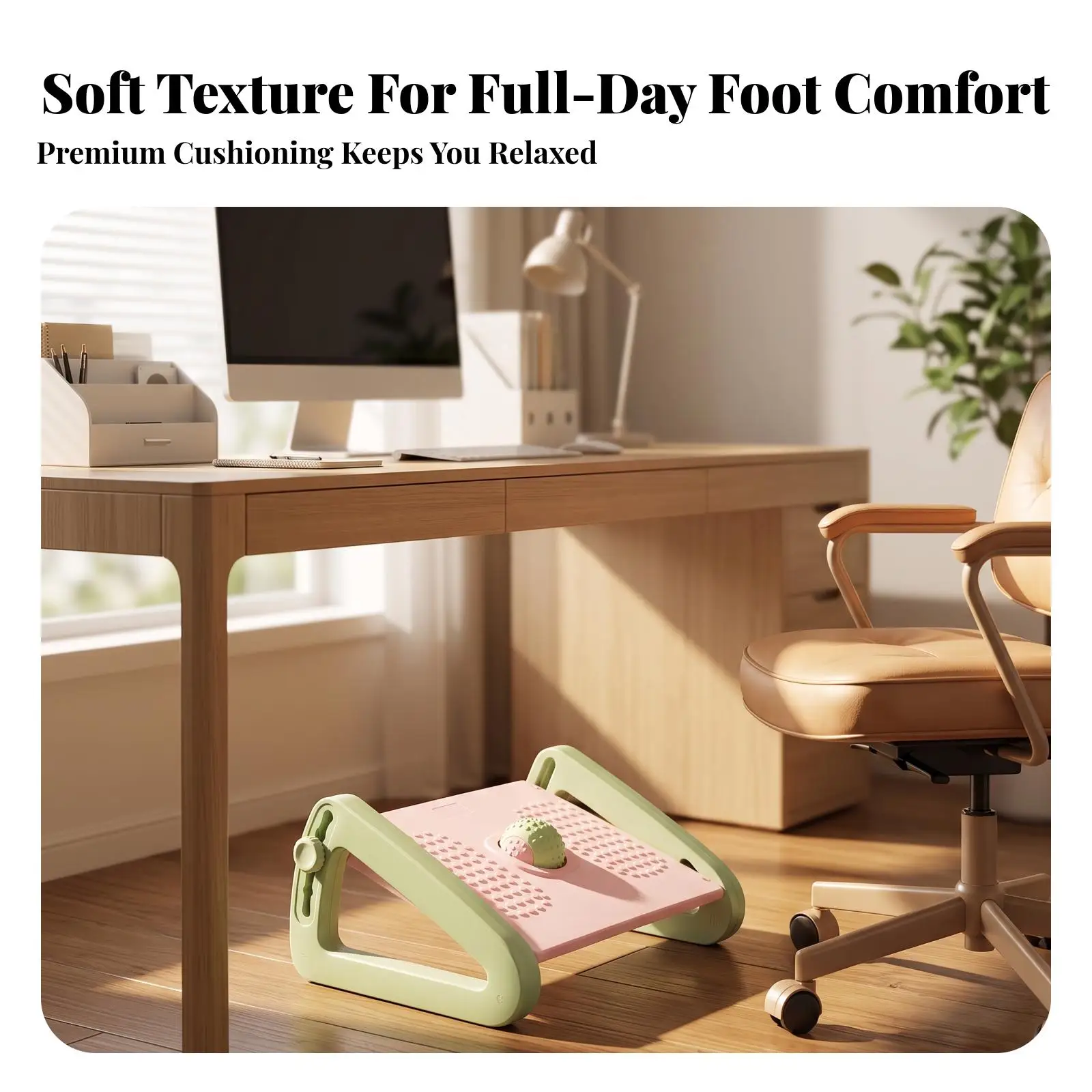 Adjustable Office Footrest with Massage Balls Compact Under Desk Foot Stool for Comfortable Sitting Posture