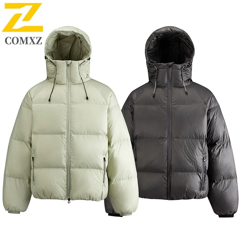 COMXZ nouveau unisexe léger doudoune 90% duvet de canard hiver extérieur thermique manteau à capuche mode décontracté coupe-vent manteau bouffant