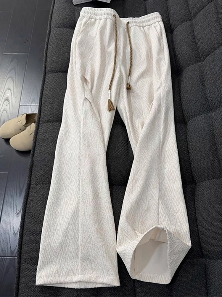 

Korean Sle Casual Pants Men's Autumn Loose Wide Leg High Waist Slimming Drapey Sweatpants Comfortable Polyester Fiber