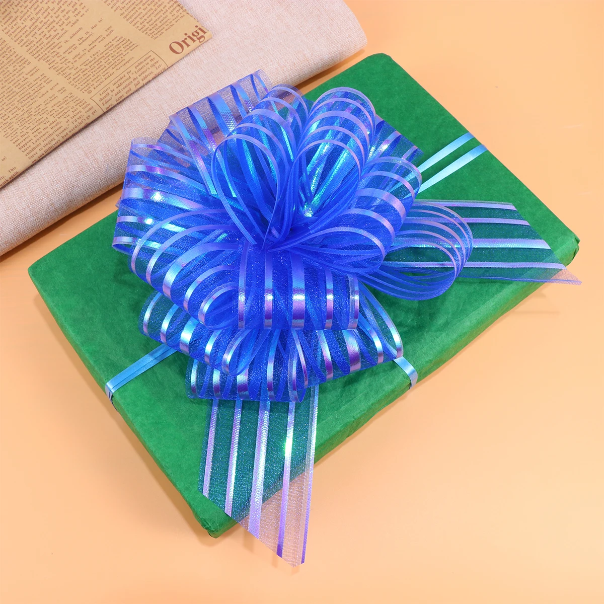 

10 Pcs Hand Drawn Flower Ball Bows Shower Decorative Party Gift Big Wedding Pull Knot Orange Large