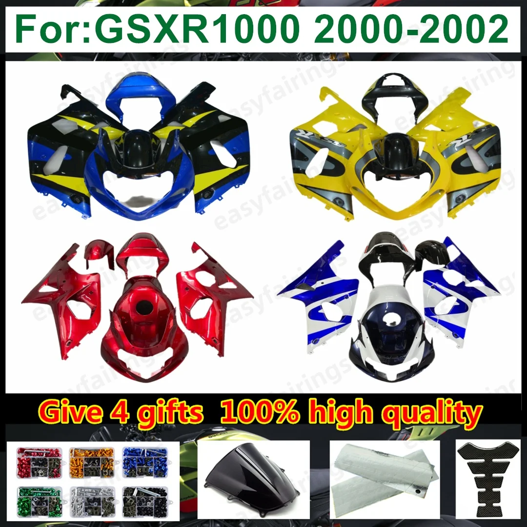 GSXR1000 GSX-R1000 K1 K2 2000-2002 ABS Full Fairing Kit Pre-Drilled Complete Aftermarket Motorcycle Bodywork for Enhanced Riding
