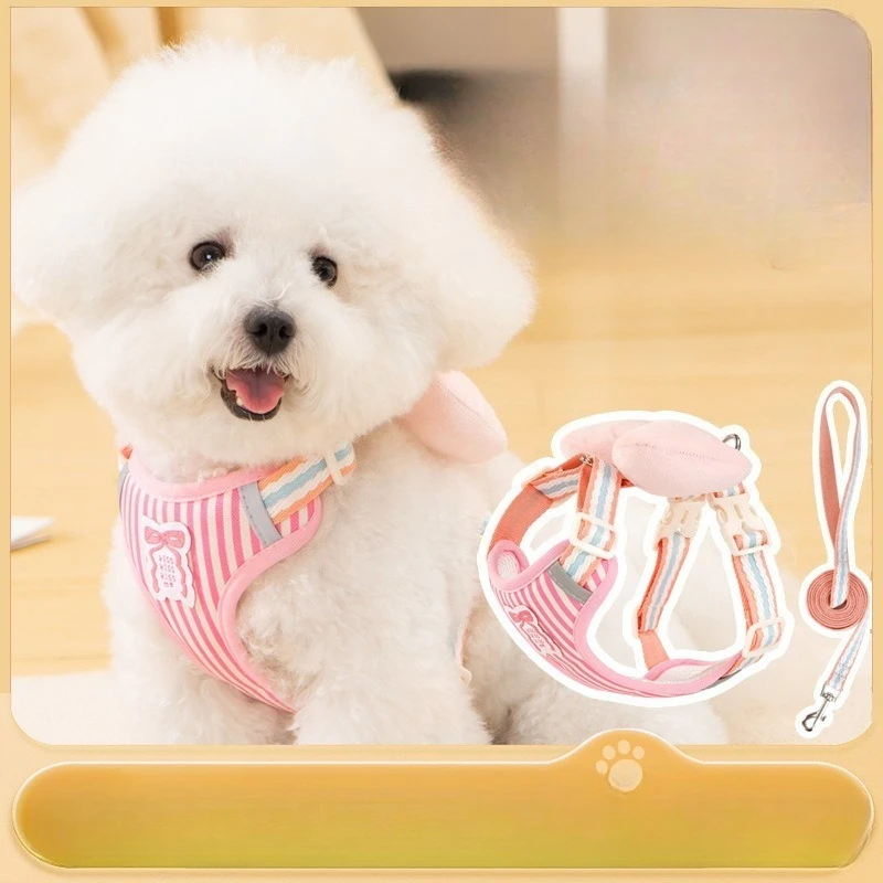 

Adjustable No-Pull Dog Harness with Bow, Reflective Vest Harness for Small Dogs and Cats, Breathable Mesh Comfort Padded Vest