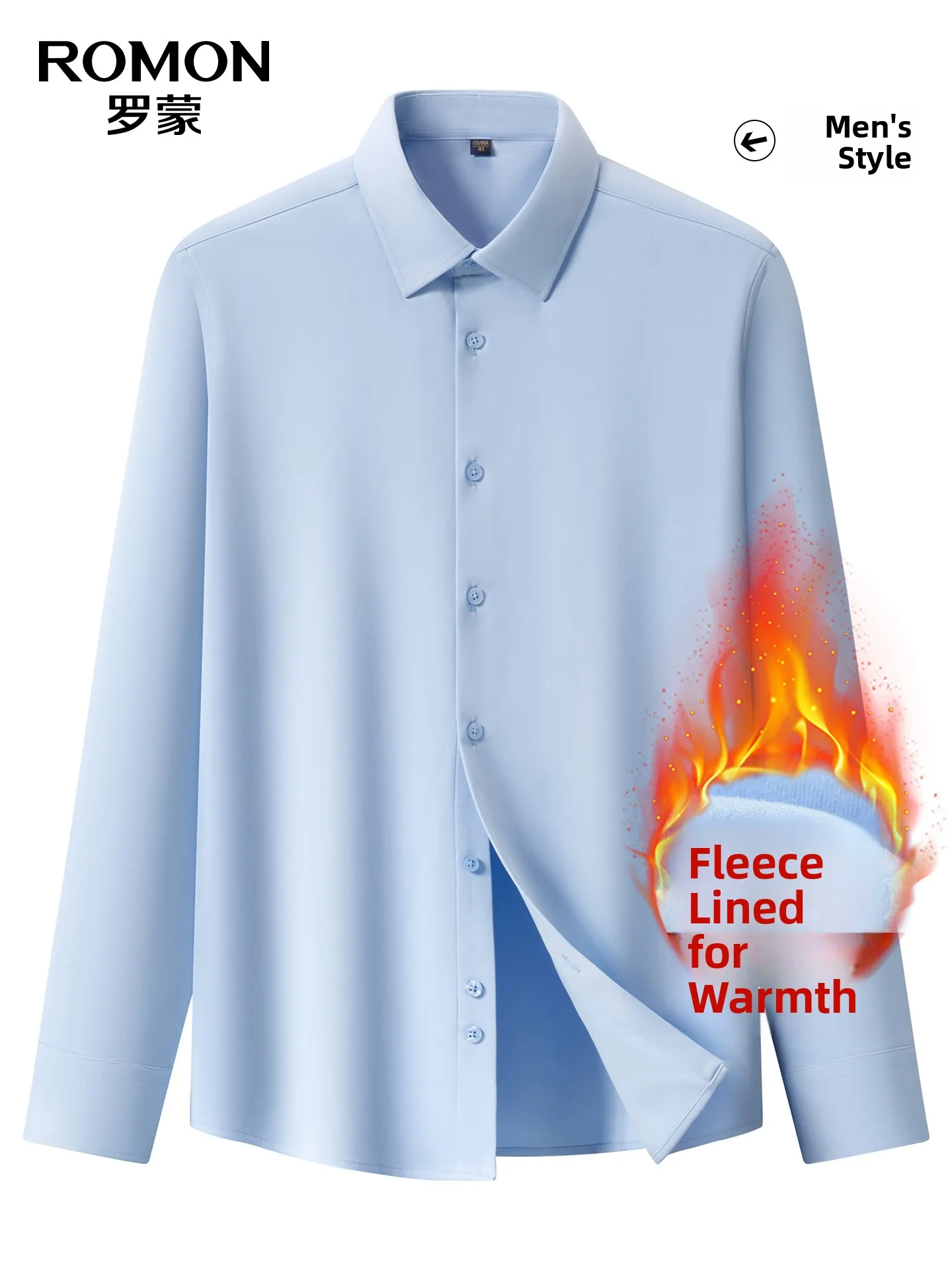 Lormen Men's Casual Long Sleeve Work Shirt Fleece Lined Thickened Winter New Style Elastic Shirt Warm Outdoor Date Office