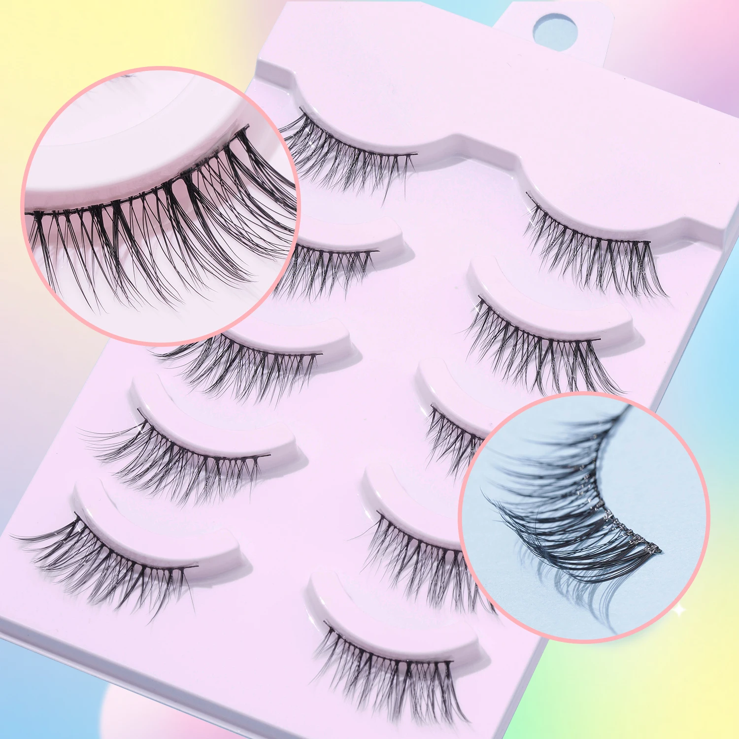 Ciglia mezze ciglia finte allungabili naturali della linea degli occhi 5 paia di comode ciglia quotidiane