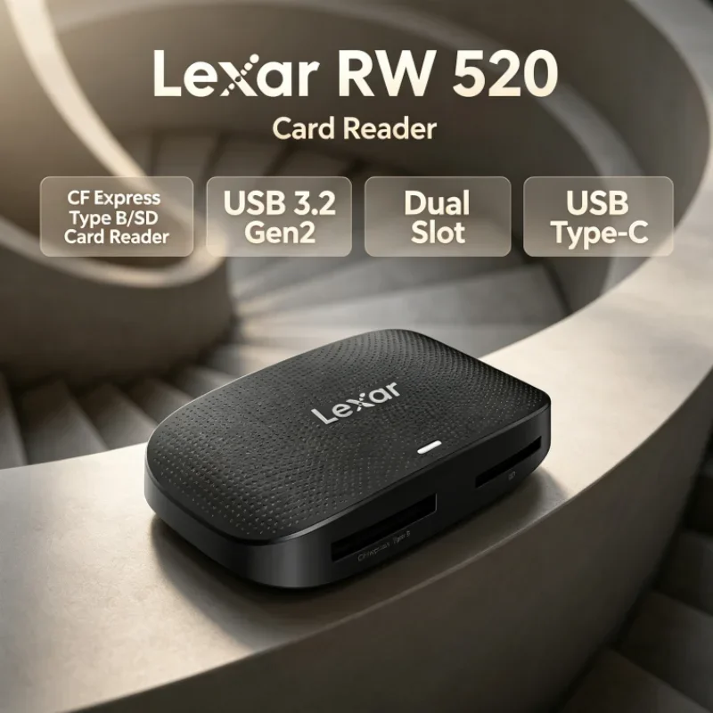 Lexar RW520 Memory Card Reader High Speed USB 3.2 Gen 2 CFexpress Type B SD Card Reader Dual Slot for Video Transfer