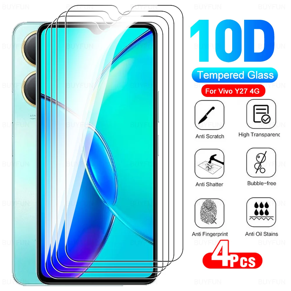 4Pcs For Vivo Y27 4G Protective Tempered Glass Vovi Vavo Y35+ Y35 Plus 5G On VivoY27 VivoY35 Y 27 35 Screen Protector Cover Film