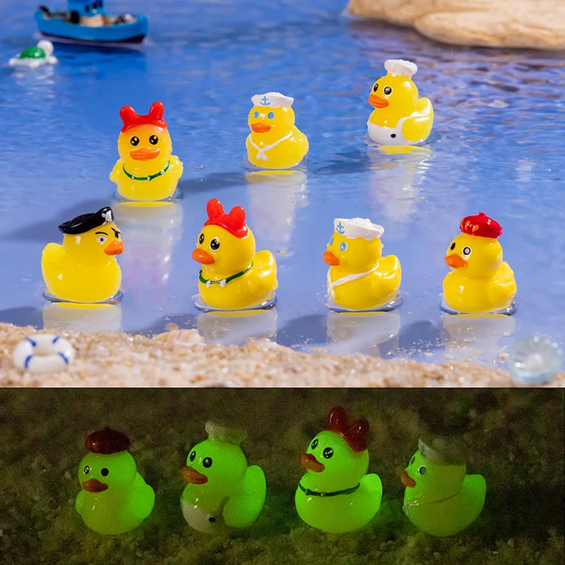 

Luminous Mini Yellow Duck Small Ornament Miniature Animal DIY Home Decoration Accessories Kawaii Desktop Decoration Gifts