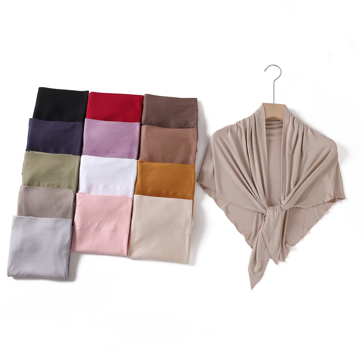 New Solid Color Soft Breathable Modal Triangle Scarf Elastic Silk Cotton Women's Bag Headscarf Cover Headscarf Scarf