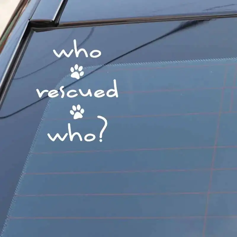 

Who Rescued Who Pet Paw Stickers, Waterproof Vinyl Decals for Car Bumper Laptop Truck SUV