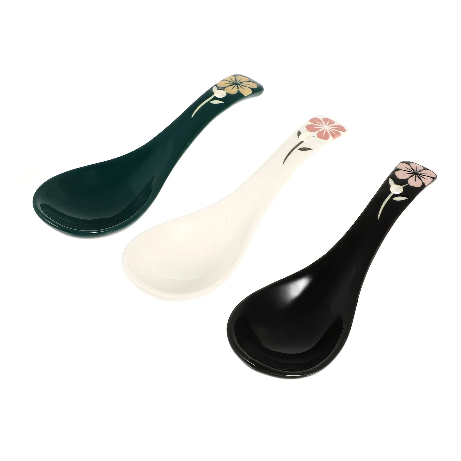 

3Pcs Underglaze Ceramic Tableware Set Smooth Multipurpose Soup Spoons for Home Kitchen Restaurant Use Rice Porridge Dessert