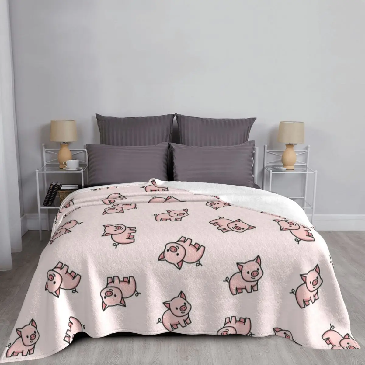 Pig Pink Blanket Fleece Spring/Autumn Multifunction Super Warm Throw Blanket for Bedding Couch Rug Piece