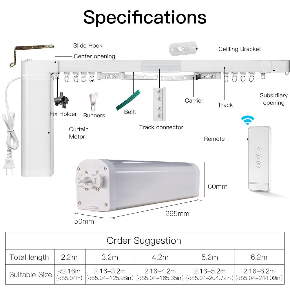 MOES WiFi/ZigBee Electric Curtain Motor Tuya Smart Customized Motorized Splicing Curtain Track With RF Remote Alexa Google Voice