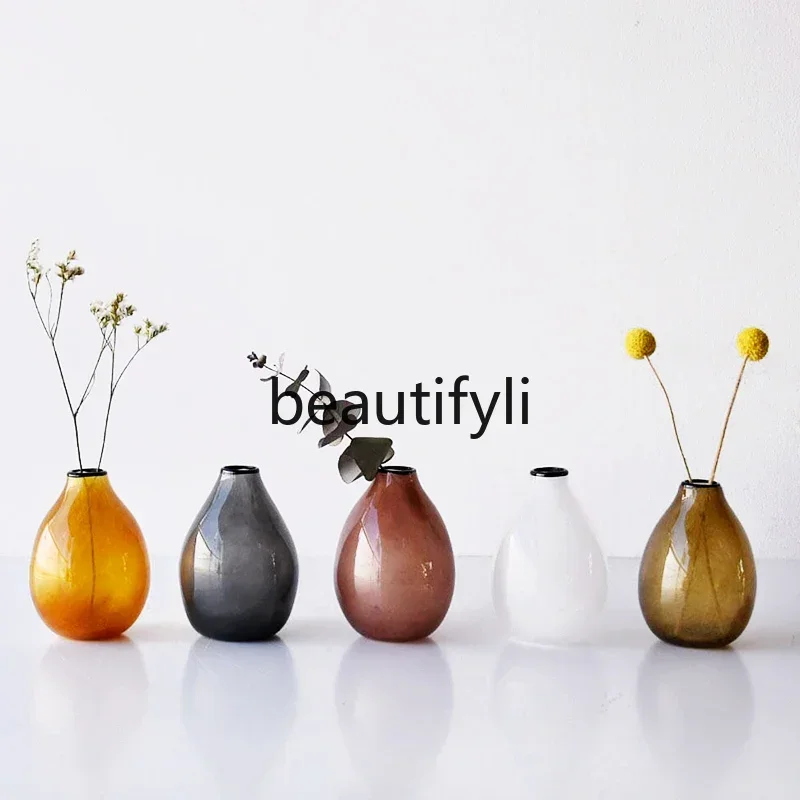 

Gradual change glass vase Japanese zen flower arranger mini living room desktop decoration ornament