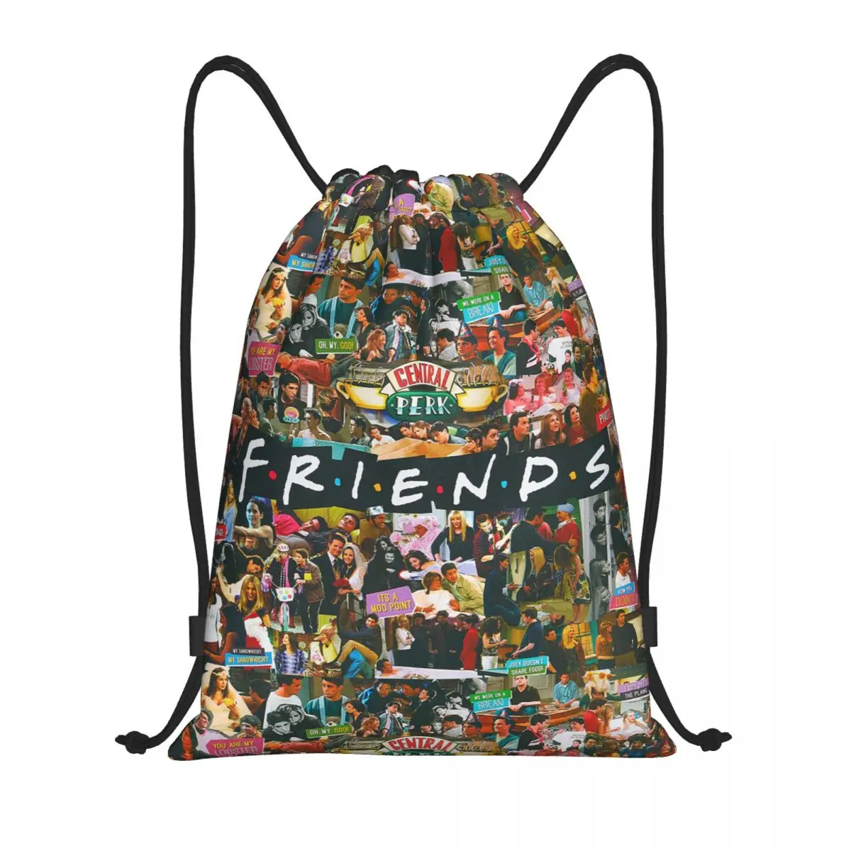 Friends TV Show Collage Bag Drawstring Backpack Sports Gym Sackpack Rachel Monica String Bag for Running